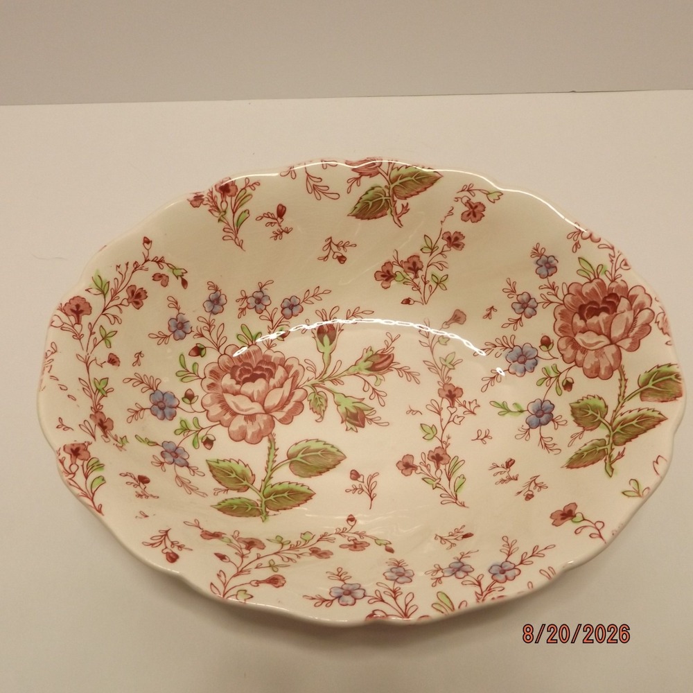 Johnson Brothers Rose Chintz Pink Oval Serving Dish Bowl 9"